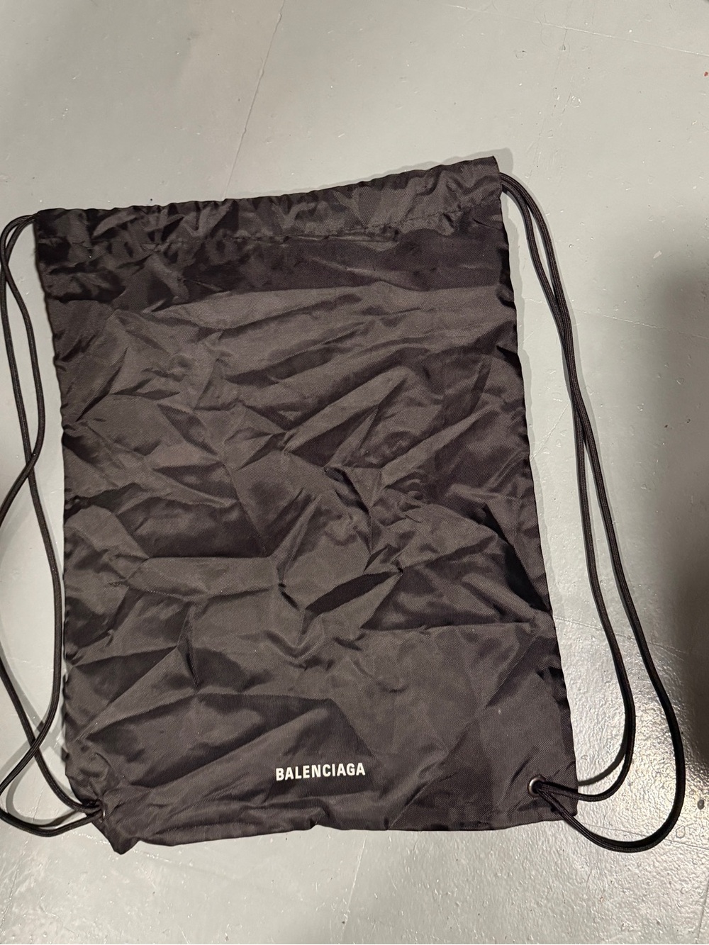 Balenciaga Black Logo Drawstring Backpack